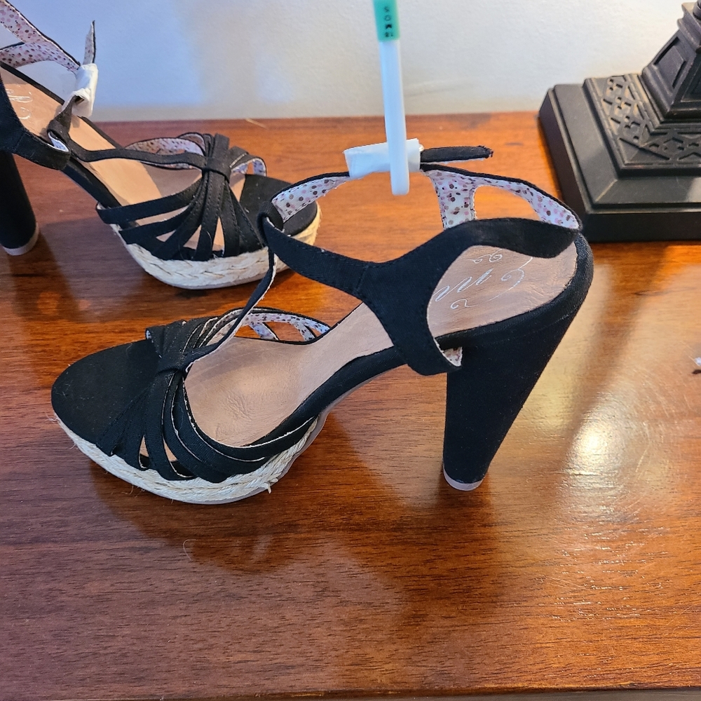 Envy Be Easy Ankle strap platform sandals.